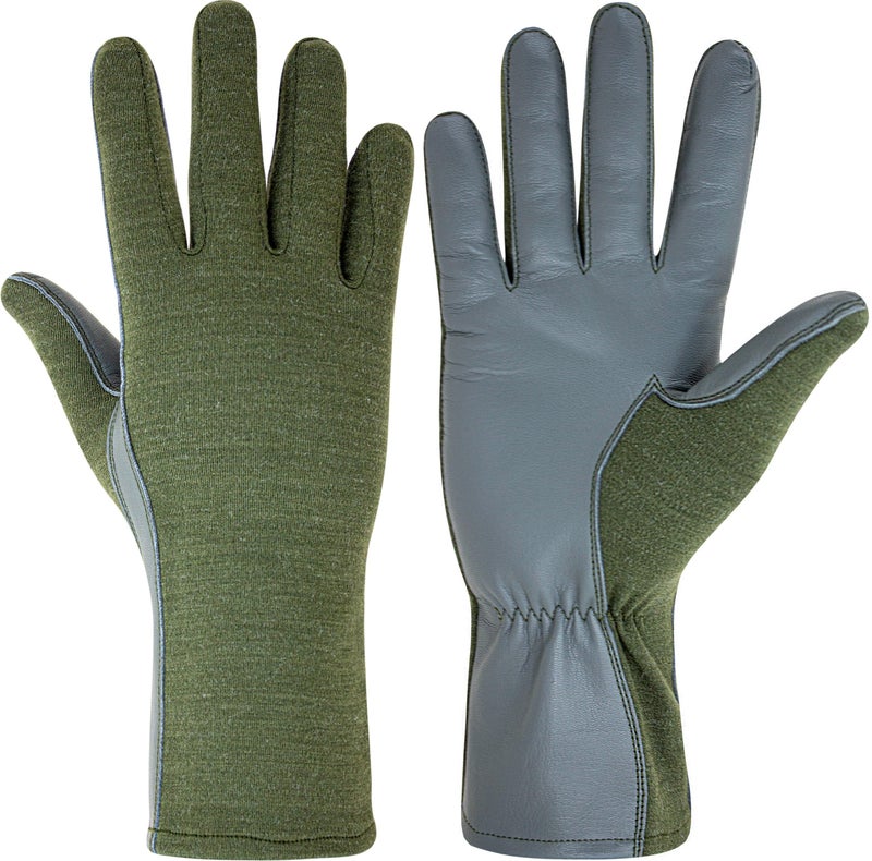 ONETAC OUTDOOR NOMEX FLIGHT FLYER PILOT OPERATOR DUTY GLOVES BLACK, GREEN, TAN (GREEN, MEDIUM) - Image 2